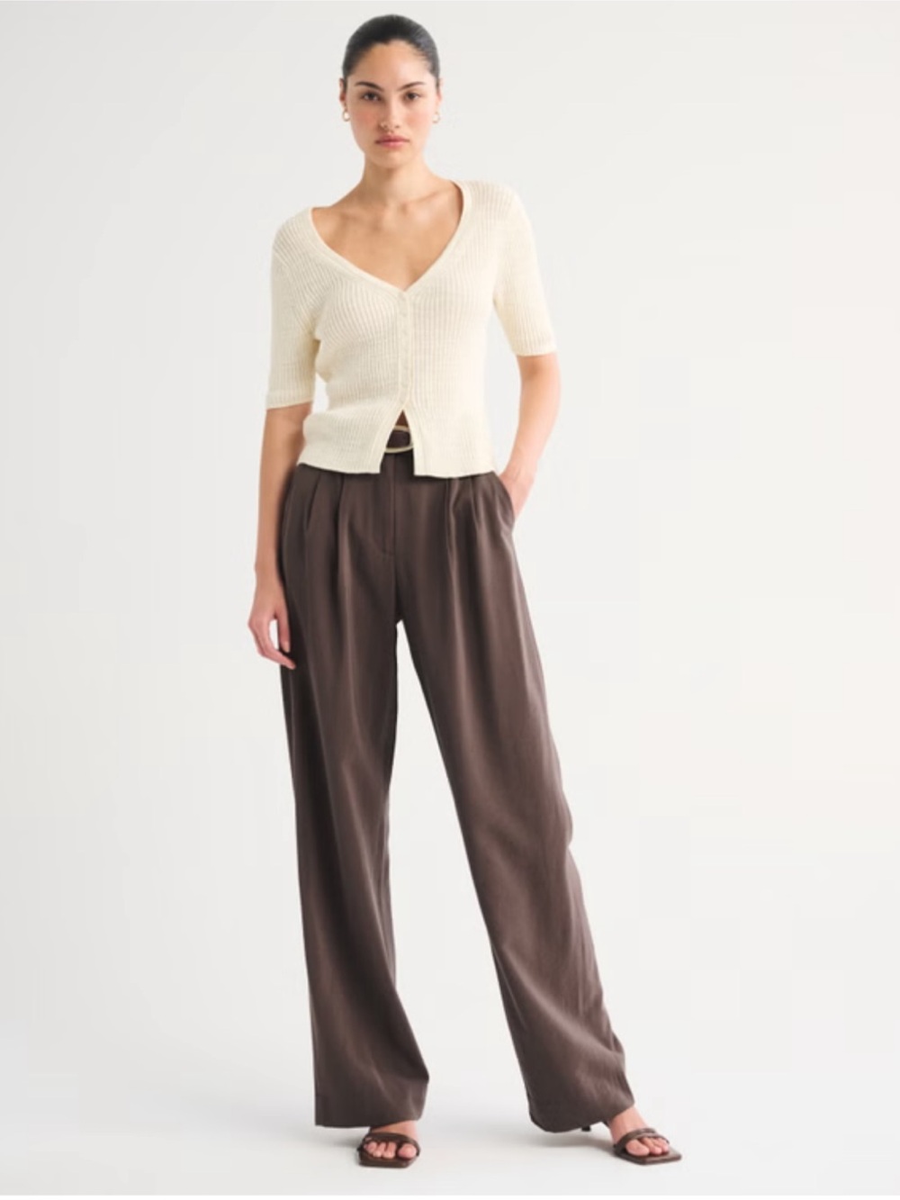 Abercrombie & Fitch Brown Wide Leg Trousers
